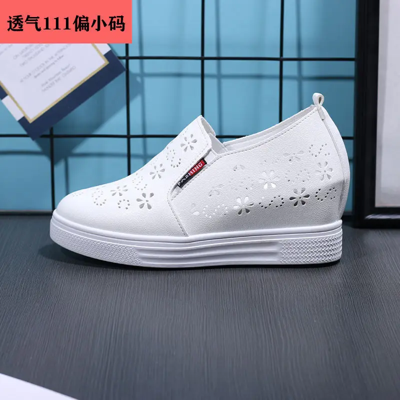 

Elevator Women's Shoes Loafers One Pedal Small White Shoes Women's Summer Korean-Style Shoes Zipper Set Feet Women's Shoes