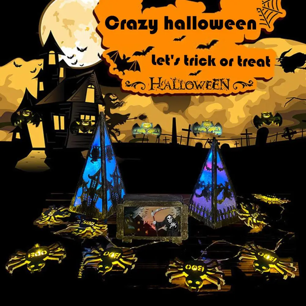 Светодиодная гирлянда на Хэллоуин со скелетом-тыквой сделай сам батарейный ящик