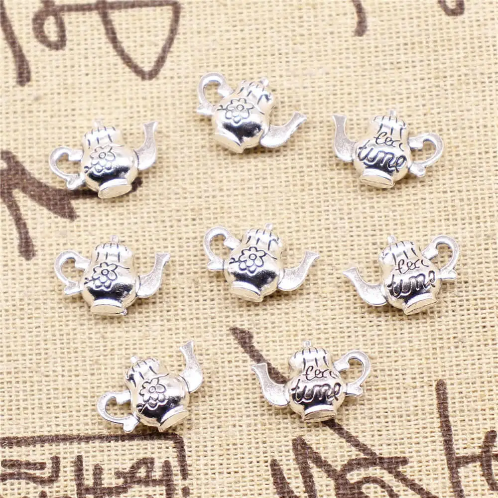 

10 шт., подвески для чайника серебряного цвета 12 х16 мм