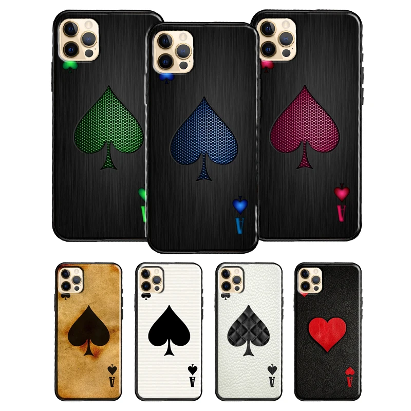 Чехол "Туз пик" для iPhone 13 Pro Max SE2 X XR XS 7 8 Plus 11 14 12 мини на.