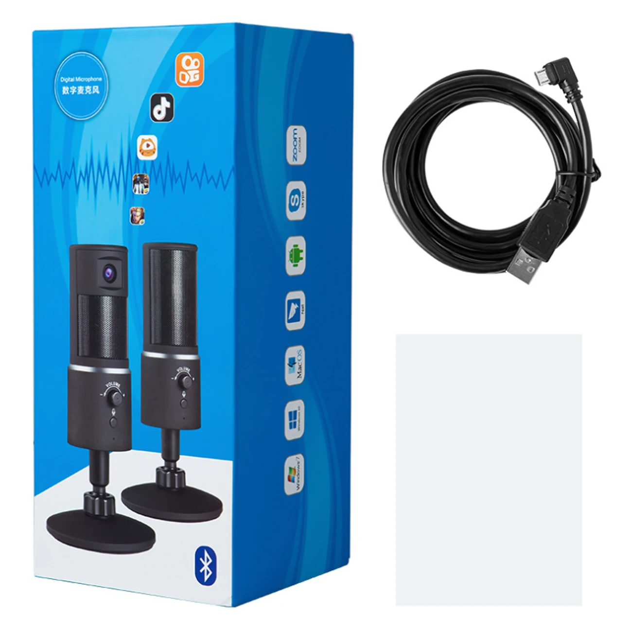 

Digital Video Microphone Condenser Recording Microphone + 1080P Camera Hi-Fi Stereo Microphone Plug and Play Black
