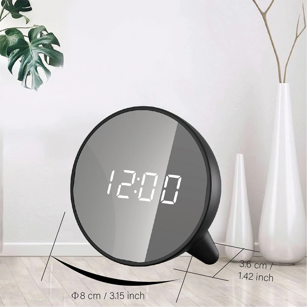 Digital USB table Alarm Clock with light and LED mirror Electronic Desk kids bedstand Wake Up thermometer snooze | Дом и сад