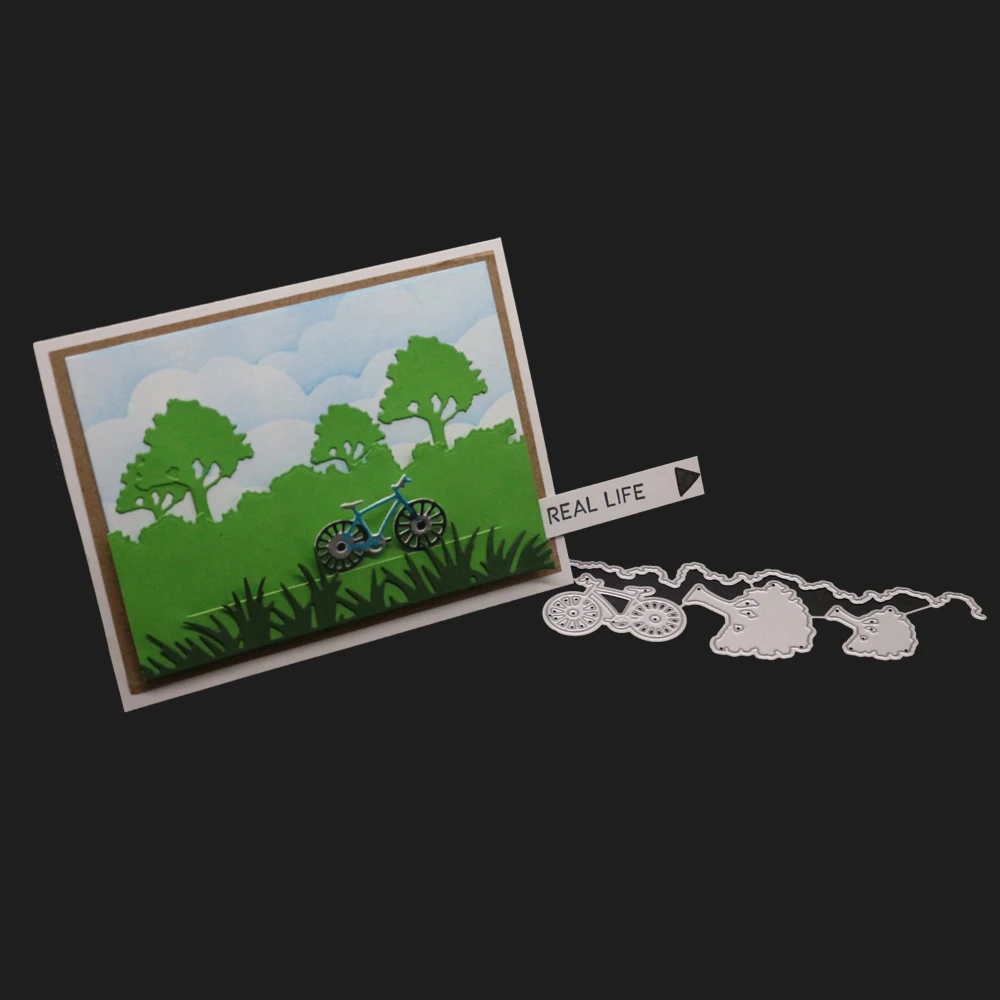 Дерево Bicyle Border Металлическая стальная вырубка для DIY бумажные карточки