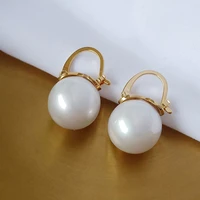 white pearls dangle smart earrings for women round hanging pendant drop charms christmas gift elegant ornament jewelry accessory