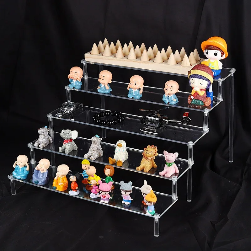 2/3/4/5Layer Acrylic Action Figure Display Stand Toy Model Swing Doll Hand Office Cosmetics Shelf Trapezoidal Box on - Дисплейная стойка для акриловых фигурок на 2/3/4/5 уровнях модели игрушек, качающаяся кукла, ручка для офиса, косметическая полка в трап