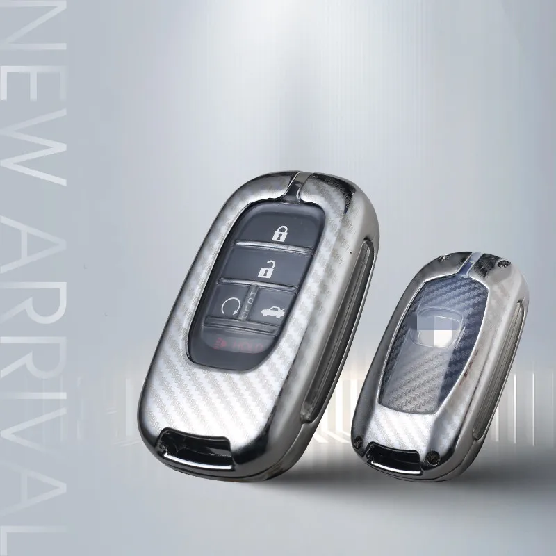 

Carbon Fiber Style Car Key Protective Shell Case Cover Key Chain For Honda Honda Civic Accord Vezel 2022 Accessories