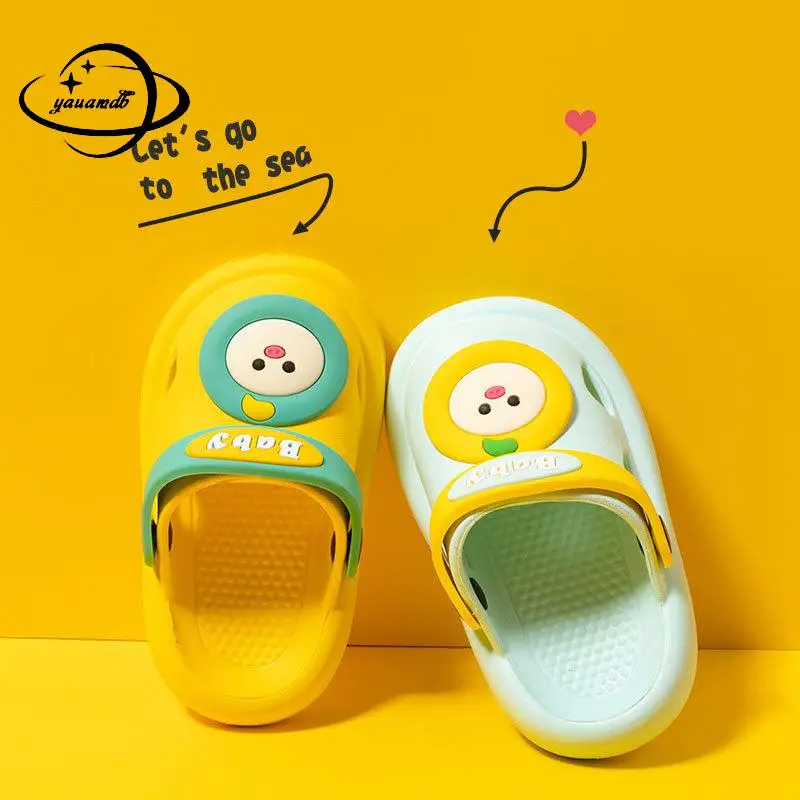 1-5y Kids Mules & Clogs Summer Boy Girl Sandals Flat With Cartoon Soft Bottom Light Beach Slippers Children Garden Shoes Hy16