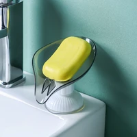 leaf shape punch free soap box drain soap holder rack suction cup rotatable kitchen bathroom shower sponge storage tray supplies