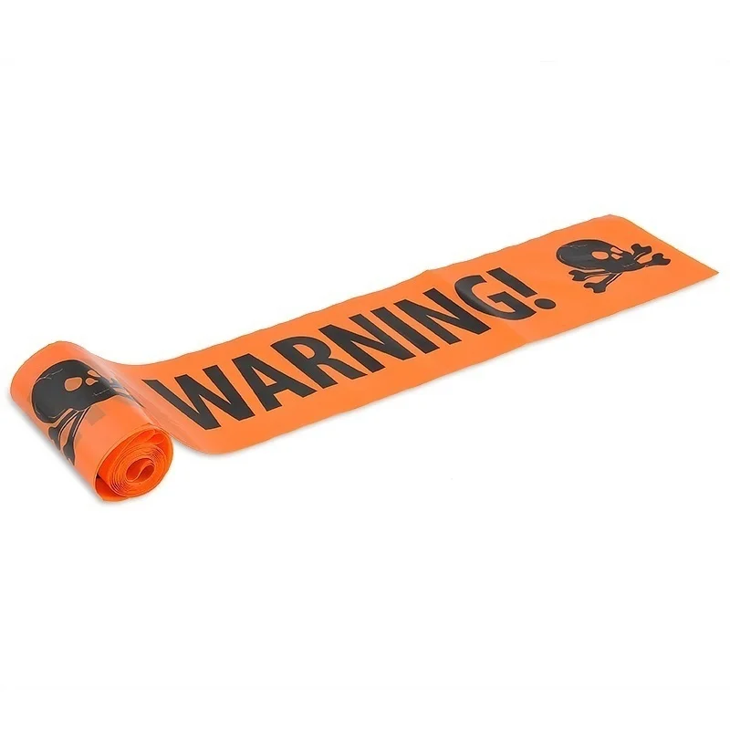 Полицейская лента на Хэллоуин Полиэтиленовая желтая с черепом предупреждающая