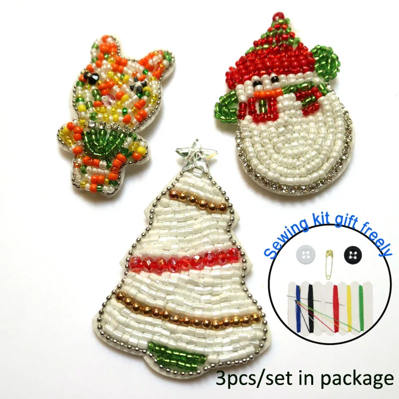 

3pcs/set 3D Handmade snowman beaded Patches for clothing DIY sew on sequin rhinestone parches Beads appliques for hats bags