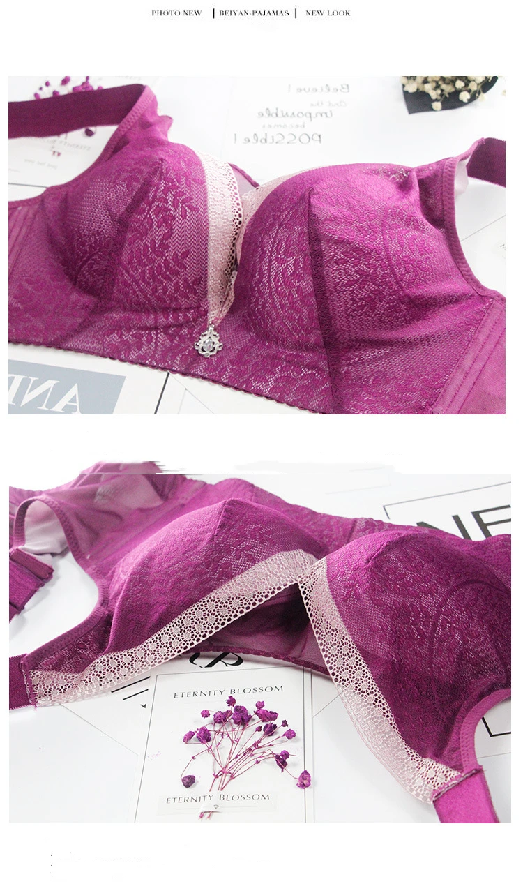 

Ultra-Thin Gather Bra, Fixed Shoulder Straps, Anti-Glare, Comfortable Breathable, Sexy Lace Brassiere