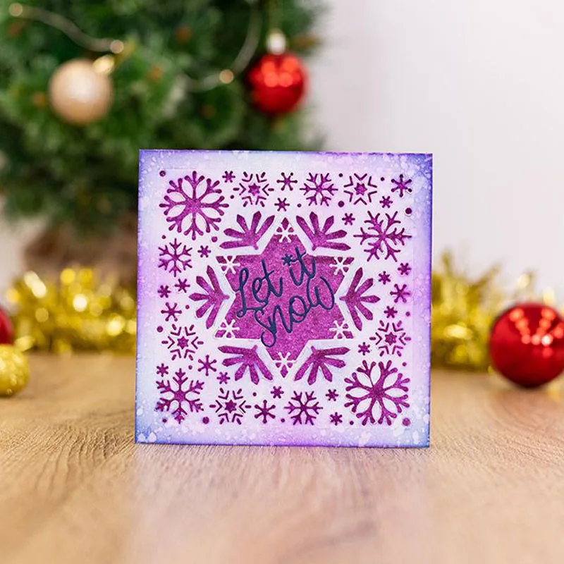 5pcs/set Interchangeable Elegant Flowers Christmas Tree Snowflake Happy Winter Wishes Doodle Square Frame DIY Craft 2020 New | Дом и сад