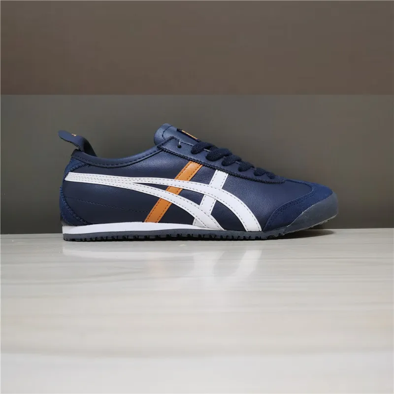 

Authentic THE ONITSUKA Men's/Women's Sports Shoes Outdoor Leather Upper Sneakers Navy Blue/White Color Size Eur 36-44