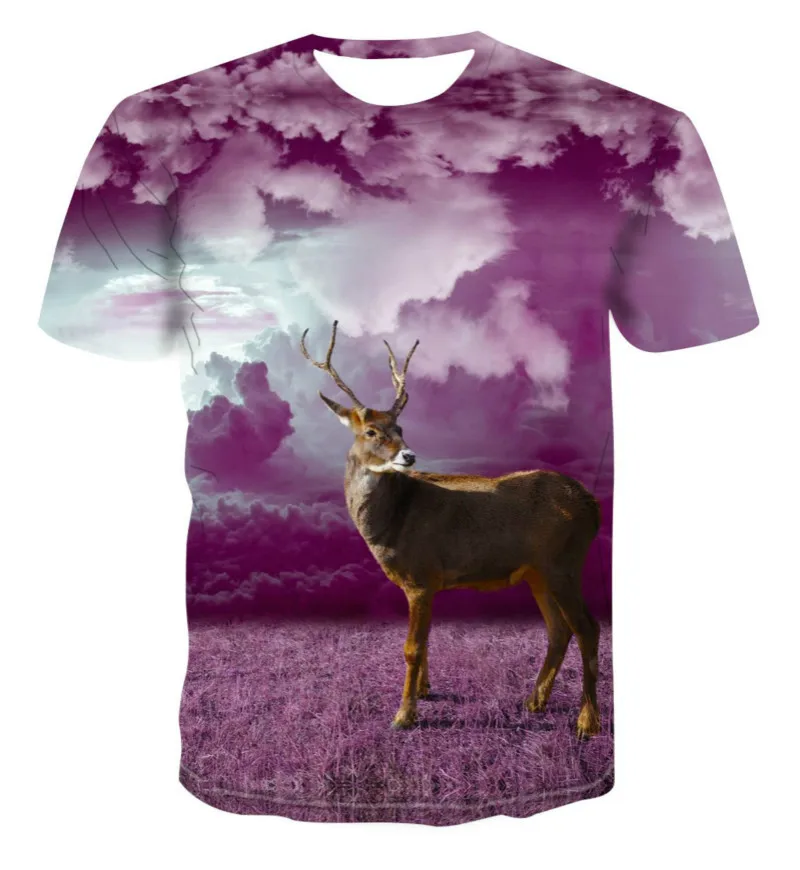 

Summer 2021 hottest short-sleeved T-shirt 3D geometric print T-shirt hip-hop fashion loose T-shirt moose animal print s-6xl