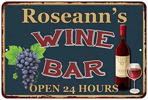 

Roseann'S Green Wine 12 X 8 Inches Novelty Sign Metal Aluminum Sign Wall Sign Plaque Poster for Home Bathroom and Cafe Bar