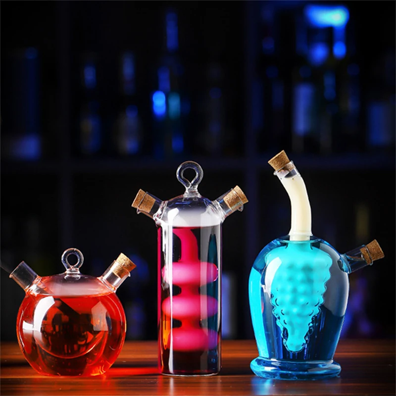 

Creative Cocktail Cup Double Mouth Glass Transparent Double Tube Glass Club Cup Sharing Mugs For Home Bar Drink Cups