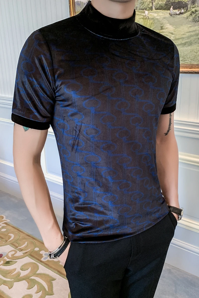 Уличная бархатная футболка Homme Slim Fit Chemise модные футболки с принтом Social Club мужские