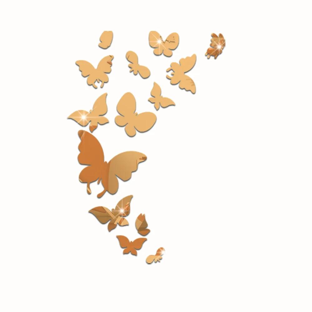 14 шт. 3D зеркальные настенные наклейки-бабочки | Дом и сад