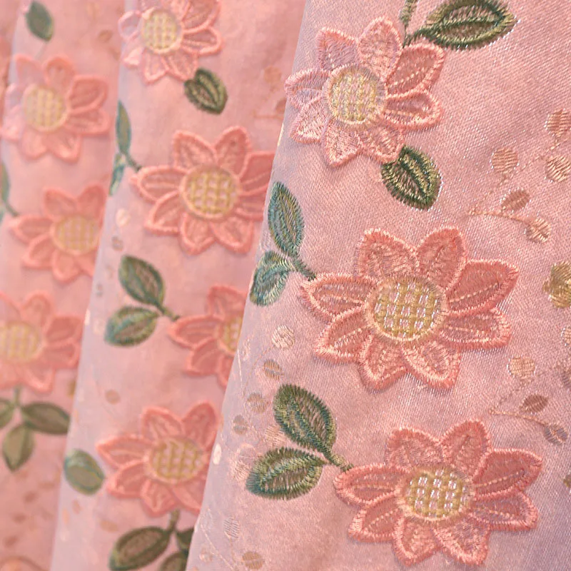 Pink Cloth Высококачественная синяя шенилловая 3D рельефная оконная занавеска для гостиной розовая европейская роскошная Водорастворимая Вышивка прозрачная M133-40 - Цвет: Pink Cloth