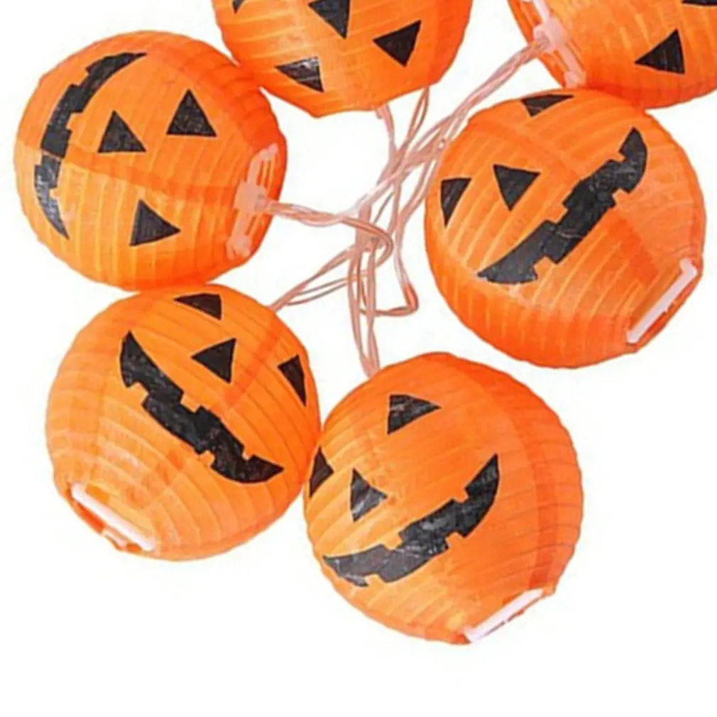 

6pcs Led Hanging Halloween Pumpkin Lantern 3d Diy String Light Lamp Props Outdoor Family Party Decoration