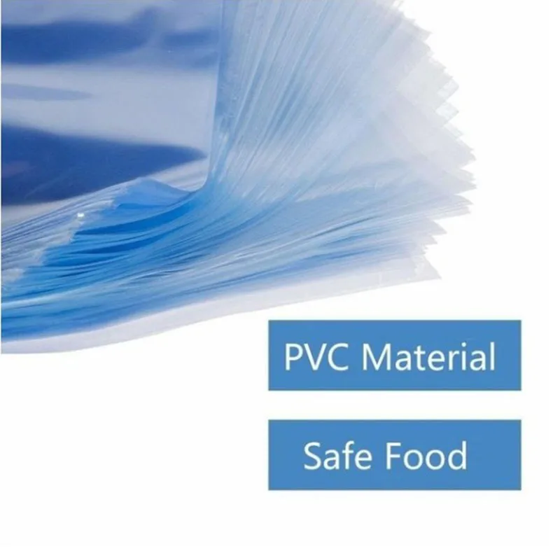 

100pcs PVC heat shrink film bag blower heat seal flat mouth blue transparent plastic bag heat shrink Wrap Storage Bag