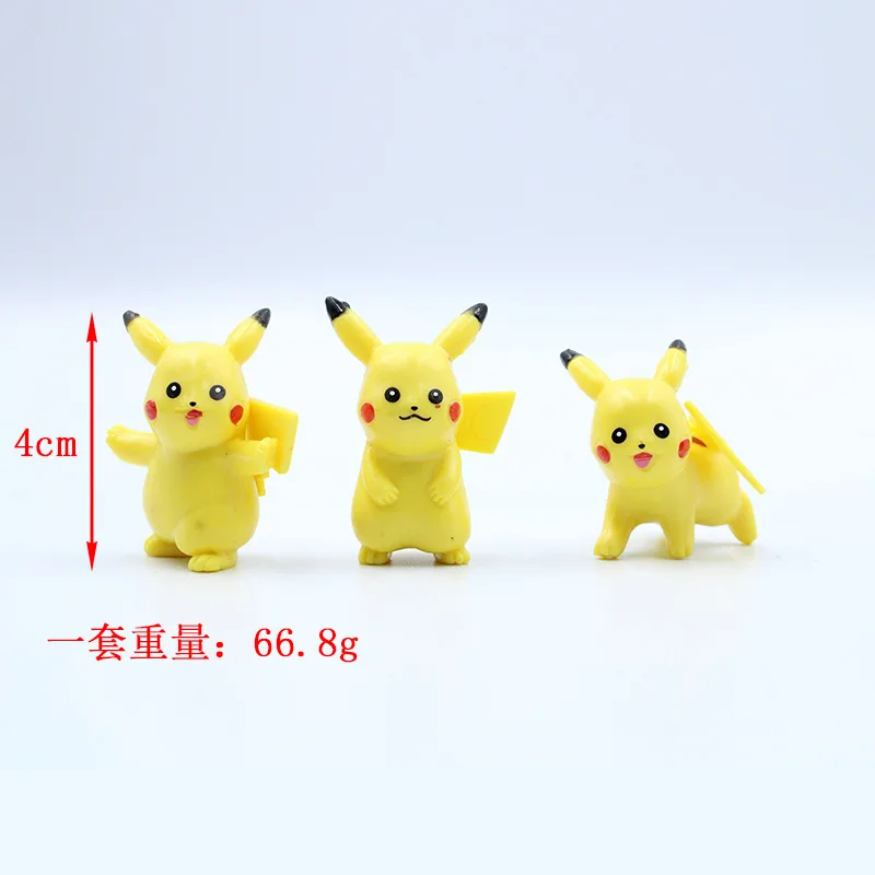 

10pcs / sets cartoon movie Pokmon Action figure mini toy doll 4CM Pikachu Action figure model children gift birthday gift
