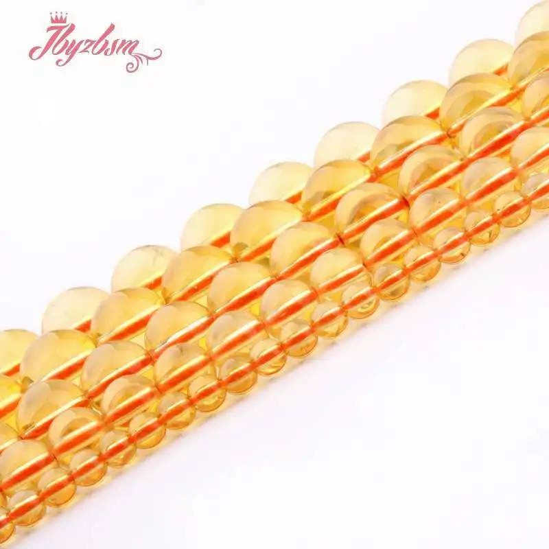 

AAA Quality Citrines Round Smooth Beads Crystal Quartz Loose 6/8/10mm Stone Beads For DIY Necklace Bracelats Jewelry Making 15