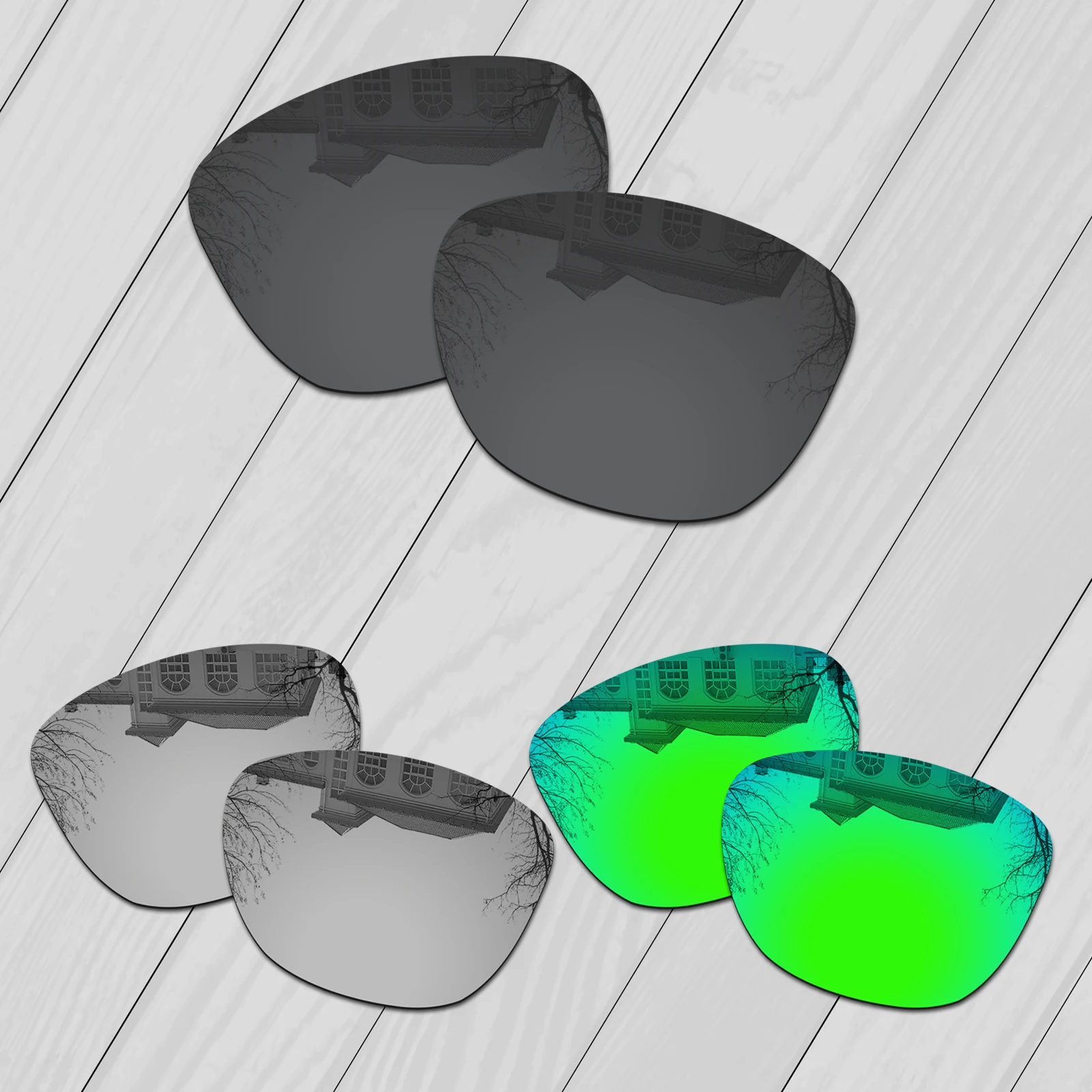 E.O.S 3 пары сменных поляризованных линз черного, Серебряного и изумрудно-зеленого цвета для солнцезащитных очков Oakley Frogskins OO9013