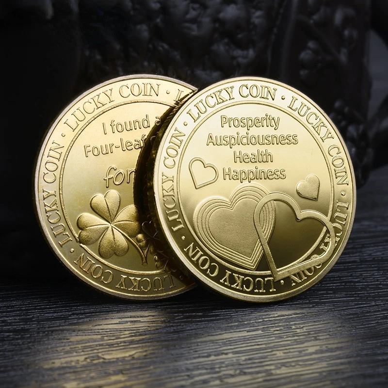 

Four-leaf Clover for Souvenirs and Gifts Gold Plated Commemorative Coin Lucky Coin Home Decorations Collectible Coin