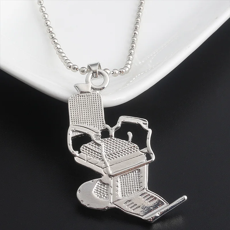 Hair Salon Barber Shop Seat Pendant Necklace Woman Man Stylist Personality Chair Stool Chain Jewelry Accessories Gift | Украшения и