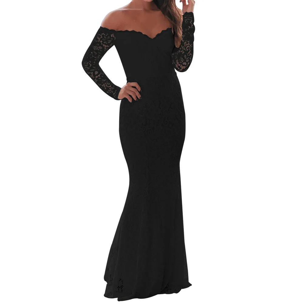 YULUOSHA 2020 г. изящное кружевное приталенное платье с одним открытым плечом и