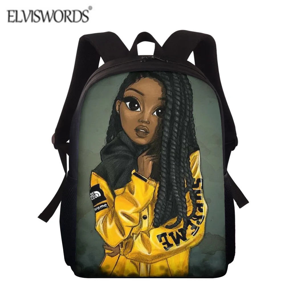 

ELVISWORDS Women Men Bookbag College Student Schoolbag Fashion Children School Bags african Girl Pattern Backpack Book Bag