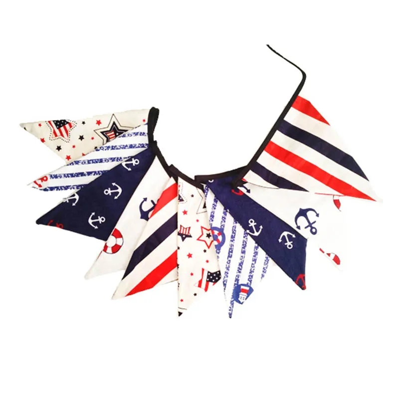 1 комплект 10 флагов темно-синий хлопковый баннер синий узор в горошек Вымпел