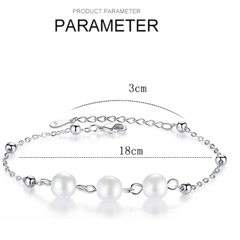 

Luxury Trendy Simple Round Pearl 925 Sterling Silver Bracelet For Women Designer Dainty Jewelry Gifts