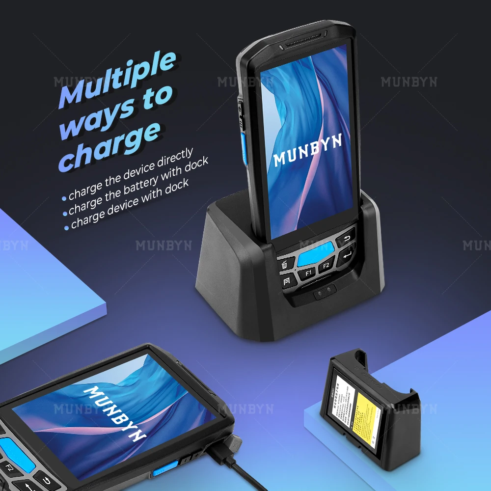 Ручной сканер штрих кода MUNBYN PDA Android 8 1 NFC pos терминал 2D QR 5 дюймов портативный код