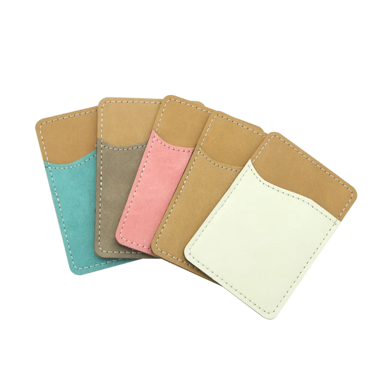 20pcs/lot Blank Sublimation PU-Leather Card Bag Holder Stick on Mobile Phone for Heat transfer Printing Blank consumables DIY