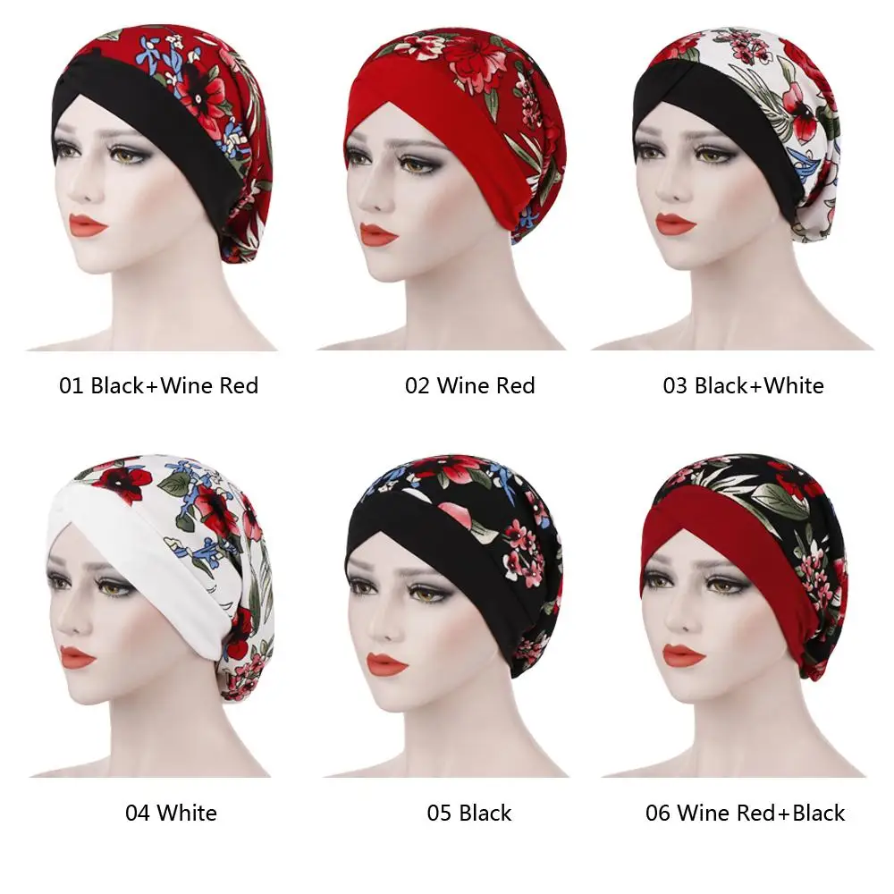 Женский широкий головной убор с цветочным принтом мусульманская шапочка для сна