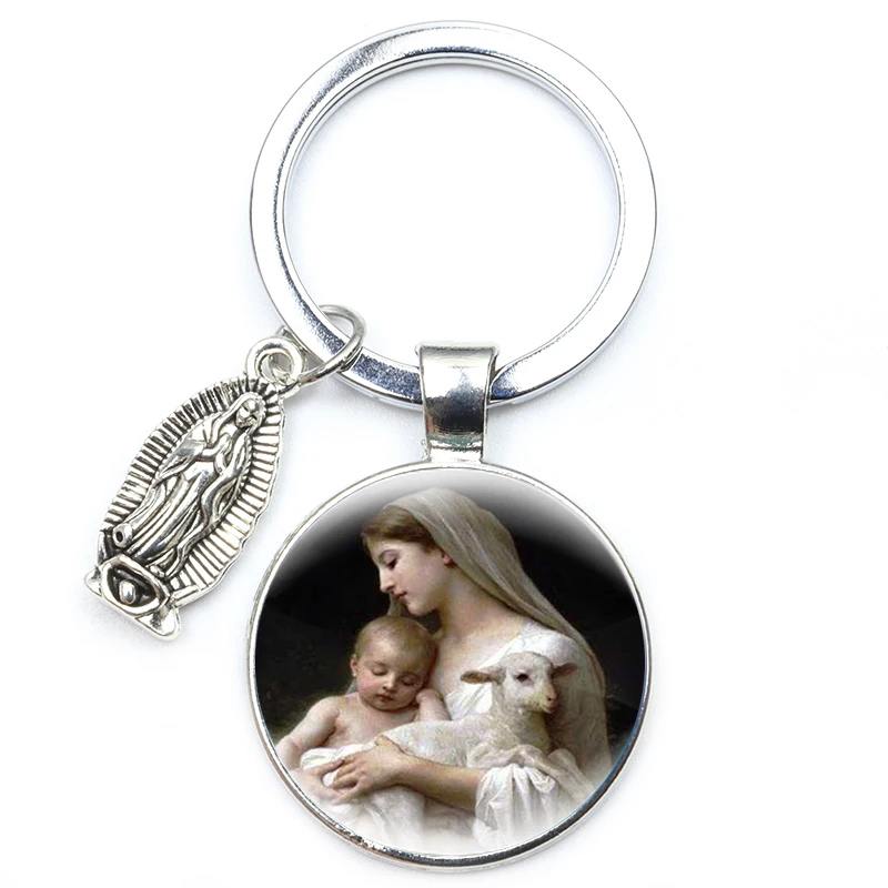 Цепочка для ключей с изображением Богородицы мамы и ребенка Иисуса - купить по