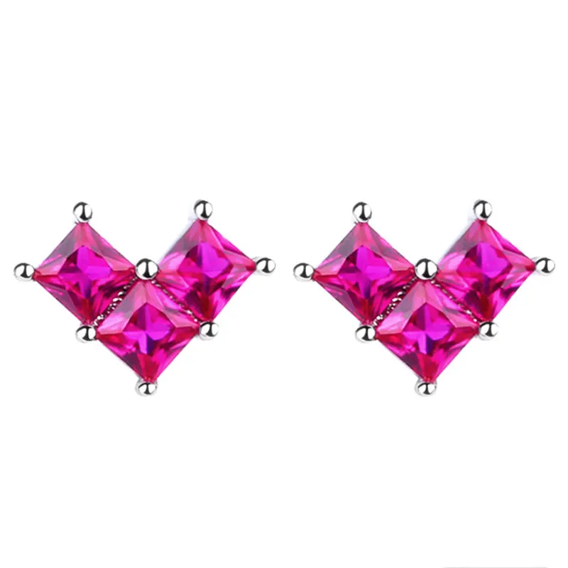 

925 Sterling Silver Crystal Heart Stud Earrings For Women Wedding Earrings Fashion Anniversary Jewelry pendientes
