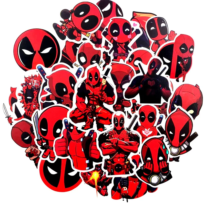 35 шт./лот, крутые наклейки Marvel Deadpool для ноутбука, мотоцикла, скейтборда, багажа, гитарная надпись, наклейки-игрушки