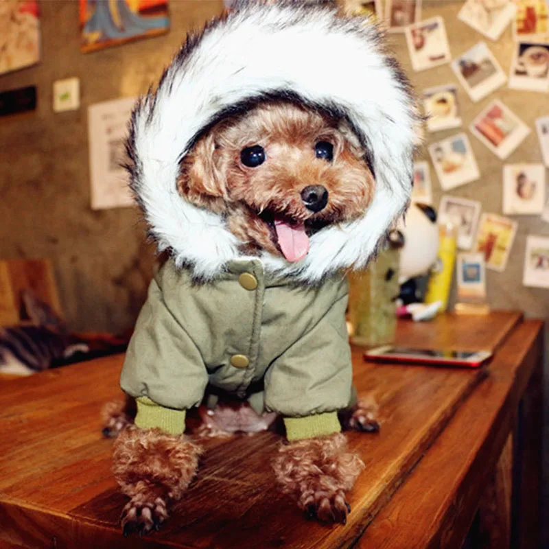 Зимняя Теплая Одежда для собак маленьких чихуахуа хлопковый комбинезон щенков