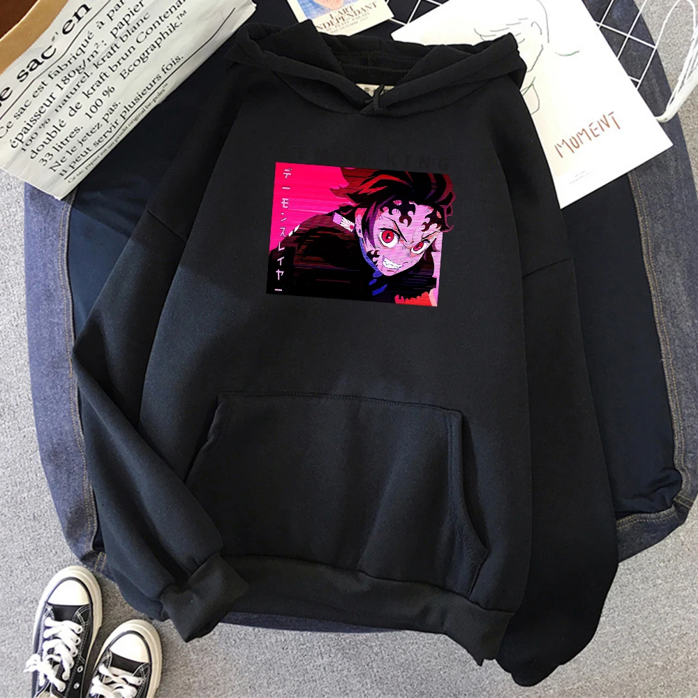 

Pure Cotton Demon Slayer Demon King Tanjiro Anime Mens Hoody Fashion Crewneck Pullovers Casual Pocket Streetwear Harajuku