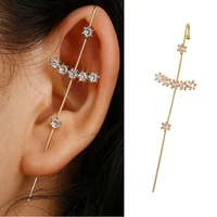 new ear wrap crawler hook earrings for women surround auricle diagonal stud copper inlaid zircon piercing earrings 1 piece