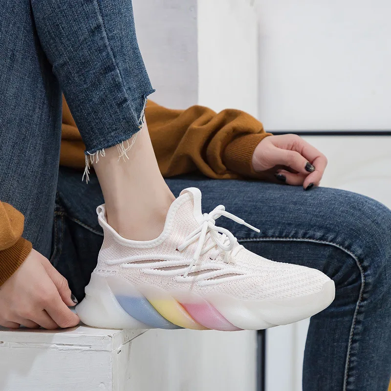 

Men's Tennis Sneaker Shoes for Women 2021 Popcorn Bottom Women's Breathable Comfort Running Casual Couple Sport Shoes Running