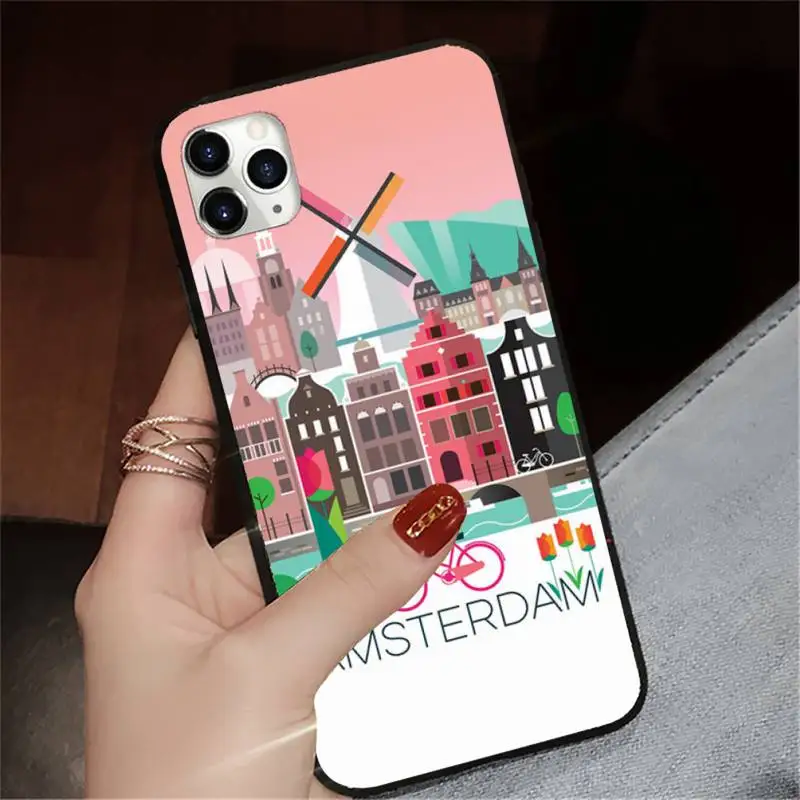 

amsterdam City Phone Case for iPhone 11 12 pro XS MAX 8 7 6 6S Plus X 5S SE 2020 XR mini luxury capa cover