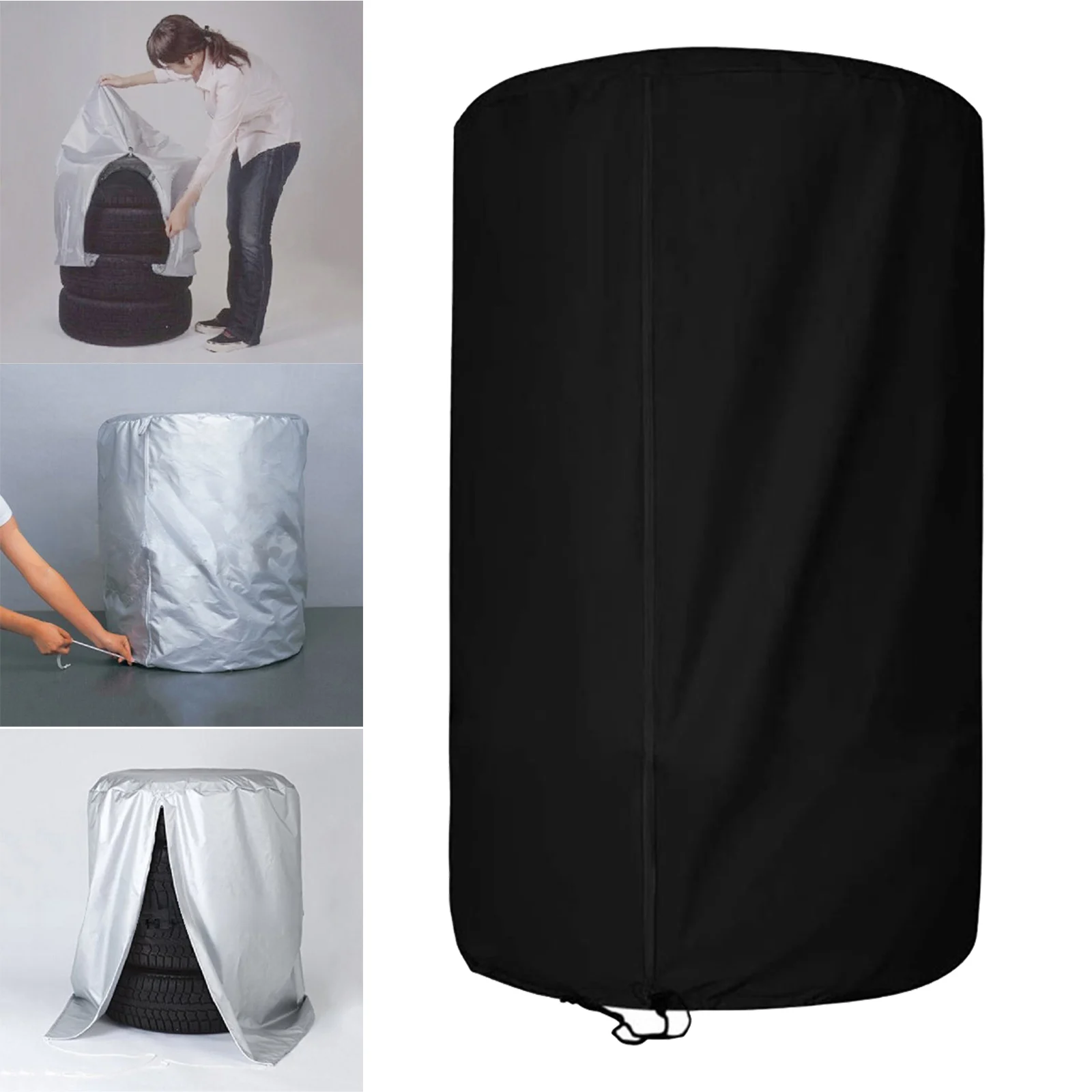 

Large Tire Storage Cover 4 Tires Stacked No Fading Foldable 420D Oxford Cloth Tote Storage Bag Fits for 32.2 inch Tyre RV Truck