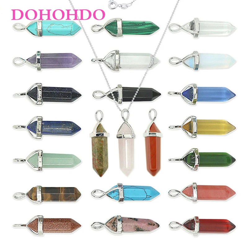 2021 Новое ожерелье из натурального розового и фиолетового камня, шестиугольная пуля, чакра, ожерелье с натуральным камнем, женское ювелирное изделие