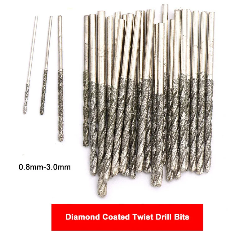 

Diamond Coated Twist Drill Bits Needle High Speed Steel Polishing Power Tools For Glass Jewelry Agate Fine Drilling