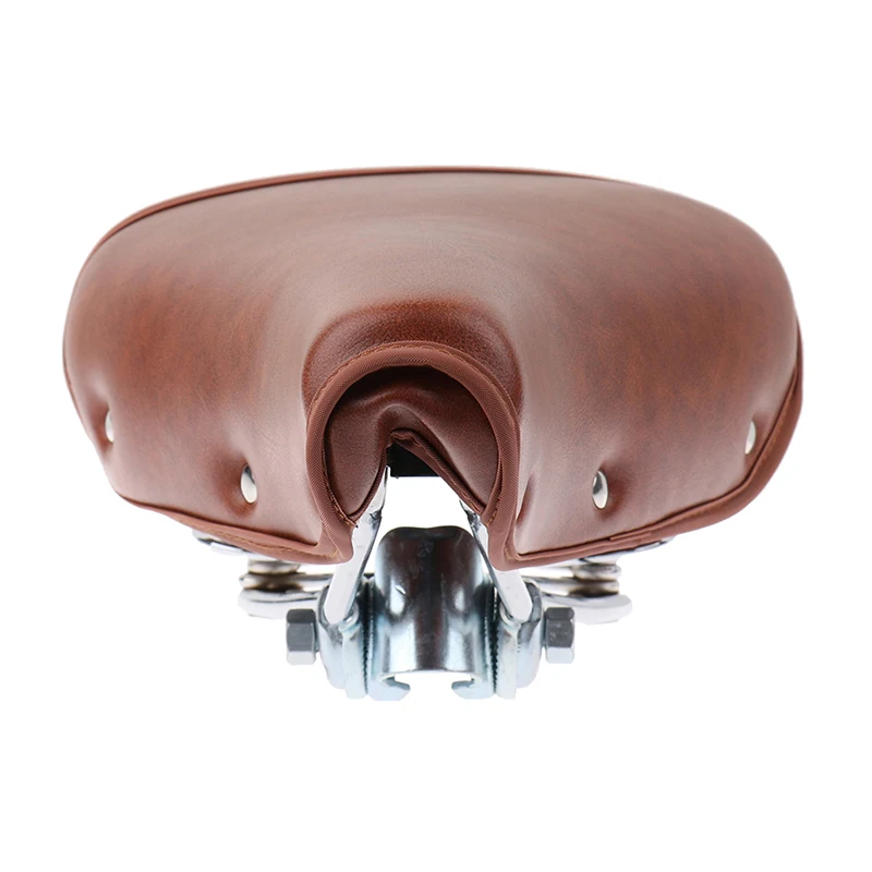 

New Arrival Vintage Bicycle PU Leather Saddle Seat Double Damping Springs Soft Mountain Bike Saddle Brown Bicycle Part