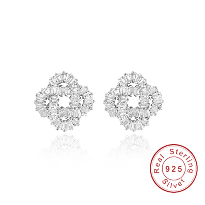 

Роскошные серьги-гвоздики из серебра 925 пробы, серьги с квадратным камнем, уникальные оригинальные белые серьги для женщин, свадебные украш...